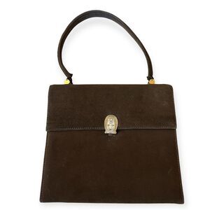 1950s Lennox Handbag with Mirror/Comb, Brown Suede